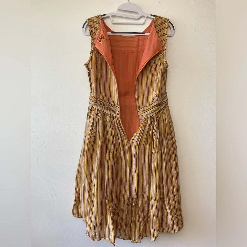 Tory Burch Striped Fit & Flare Midi Dress Short Sleeve Size 6